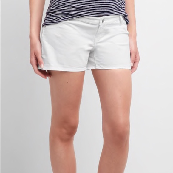 white maternity jean shorts